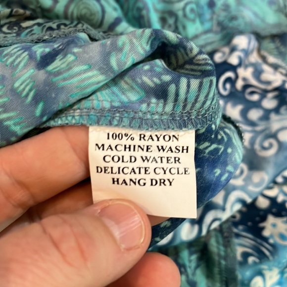 Santiki Medium Turquoise Ocean Knee Length Flowing Skirt - Picture 3 of 4